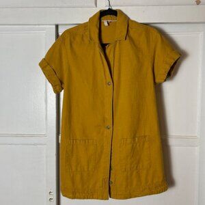 Pilcro Anthropologie Mustard Utility Mini Shirt Dress Cotton/Linen Blend XXS